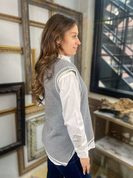 Caroline Varsity Style Sweater Vest