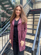 Harper Cherry Coke Faux Suede Long Trench