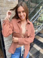 Stella Rust Waffle Knit Oversized Shacket