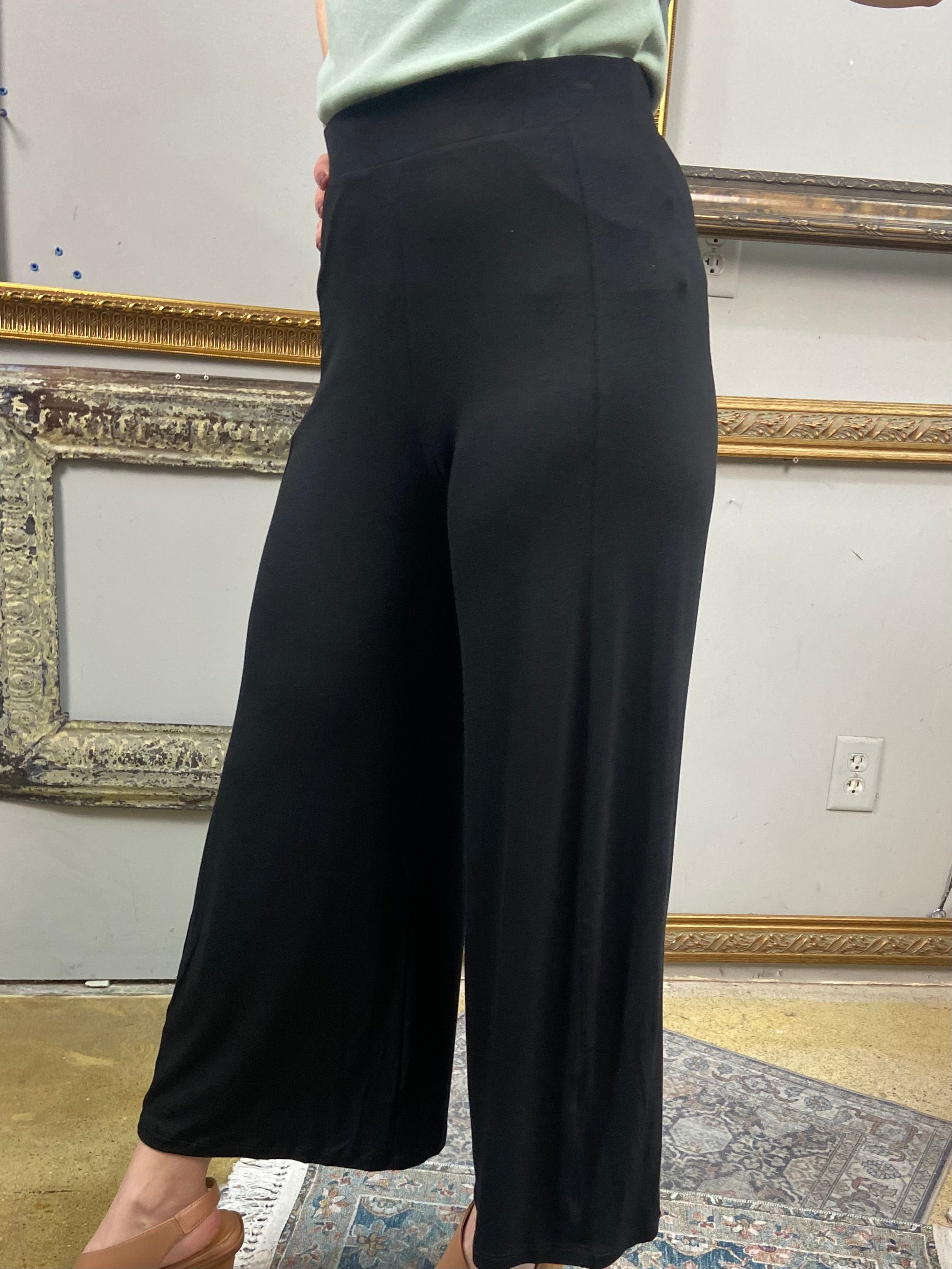 Elodie Black Spandex Wide Leg Pants - MK Threads Boutique