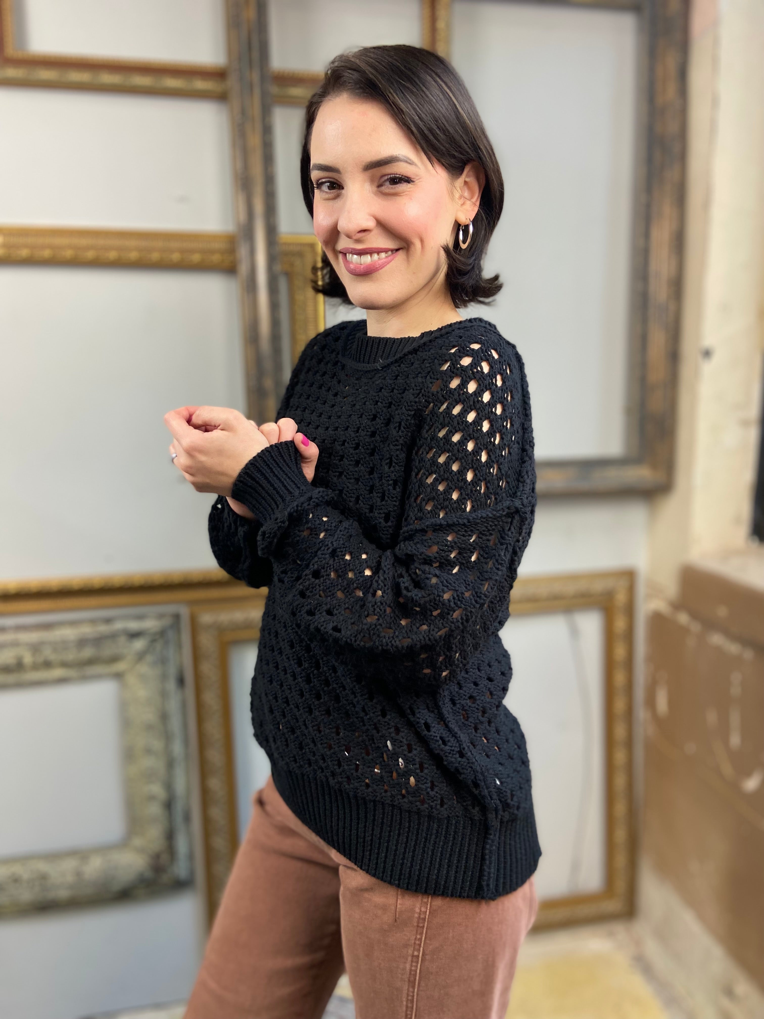 David Black Hallow Crochet Sweater