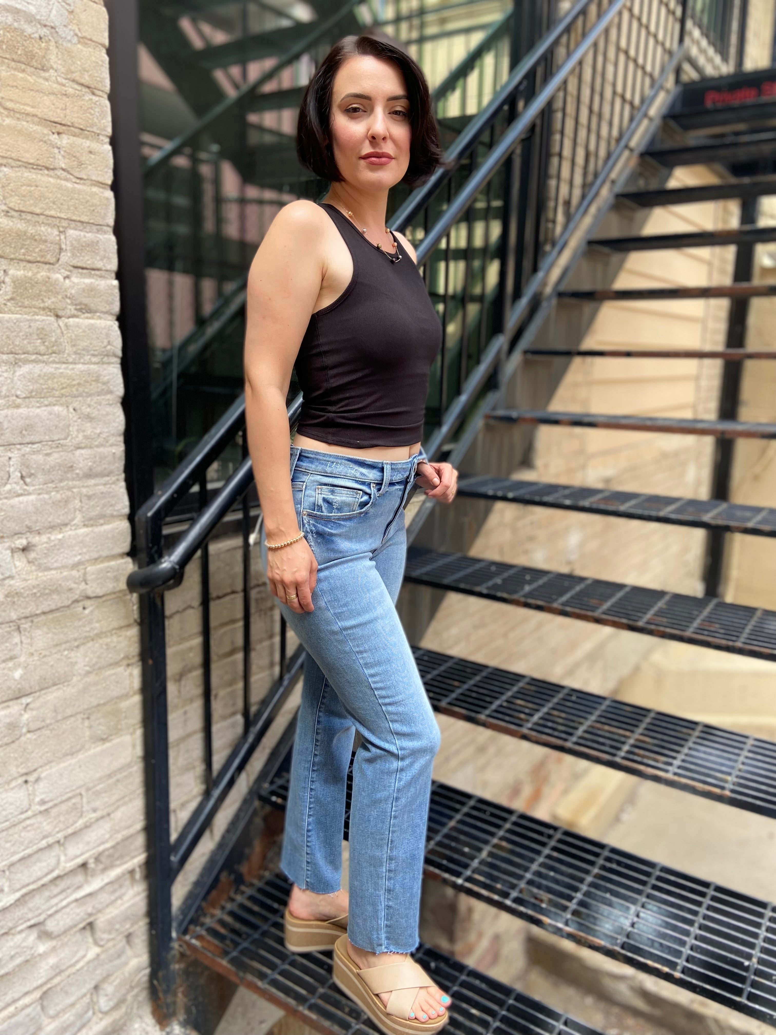 Shira High Rise Straight Sneak Peek Jeans