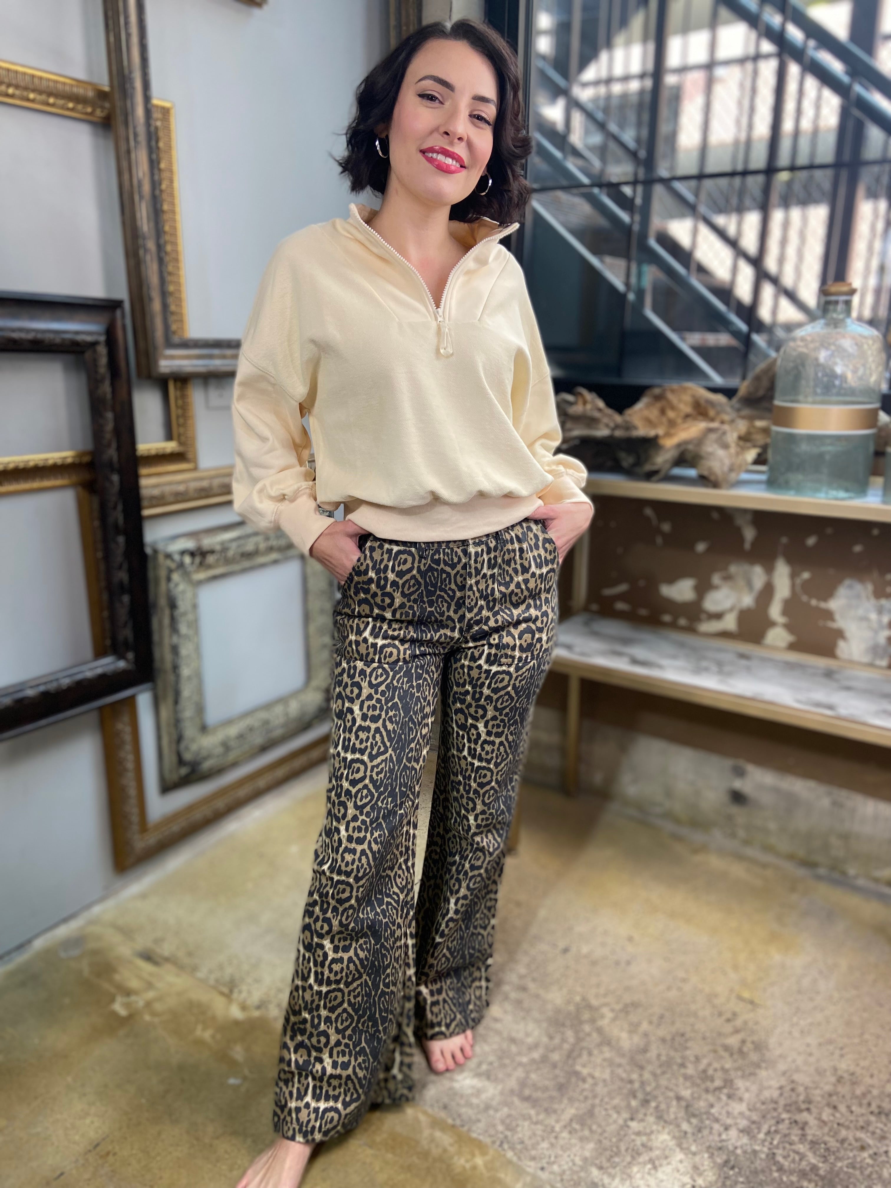 Vanna Leopord Print Flare Jeans