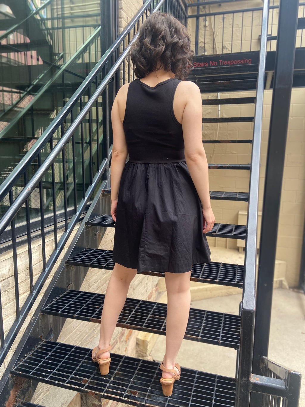 Aneza Black Square Neck Mini Dress