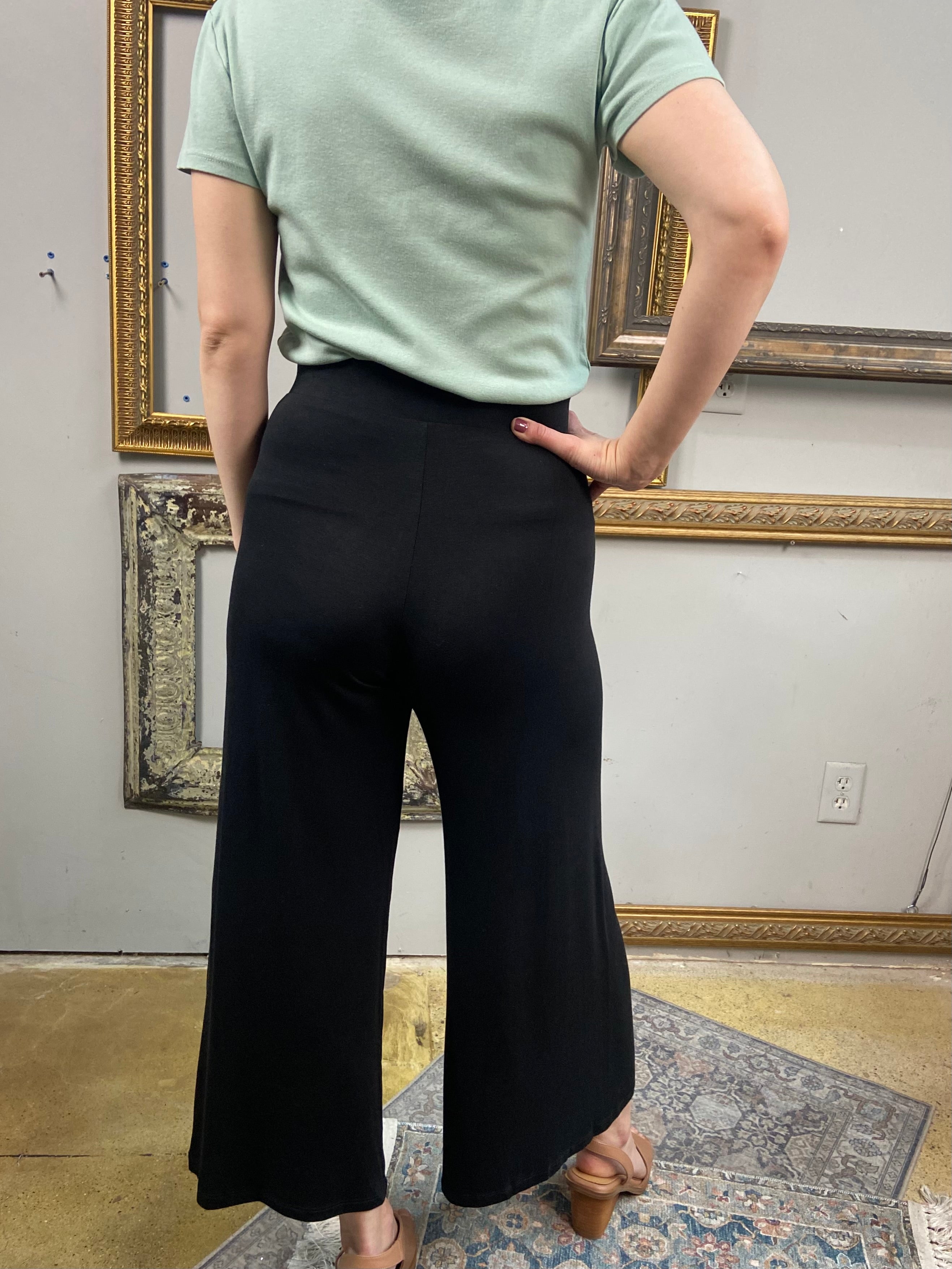 Elodie Black Spandex Wide Leg Pants - MK Threads Boutique