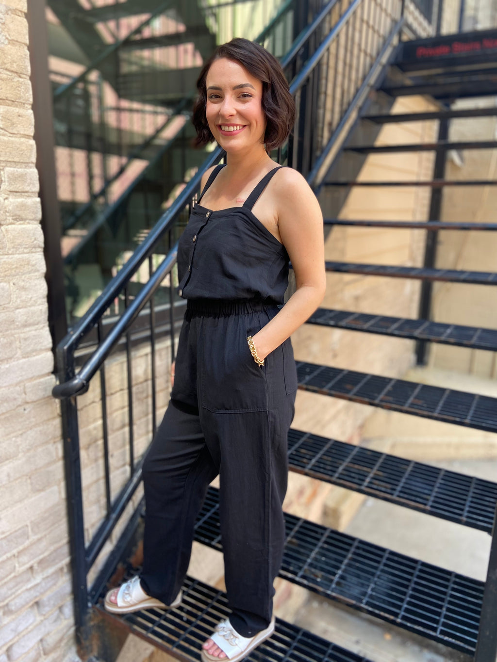 Stella Black Button Down Jumpsuit