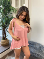 Willa Light Pink Shoulder Tie Tank Top - MK Threads Boutique