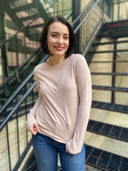 Maria Blush Crew Neck Long Sleeve Sweater