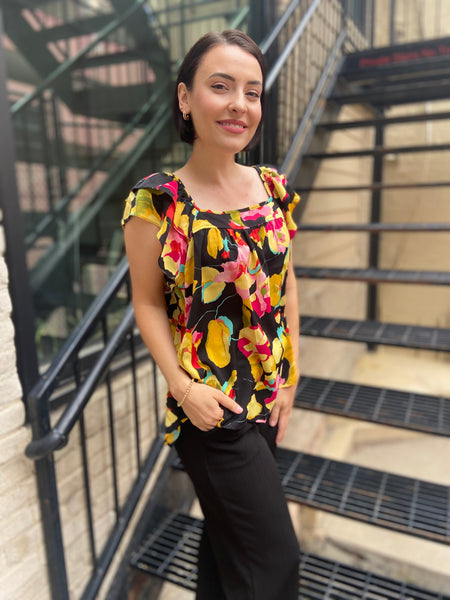 Agnes Black Floral Blouse