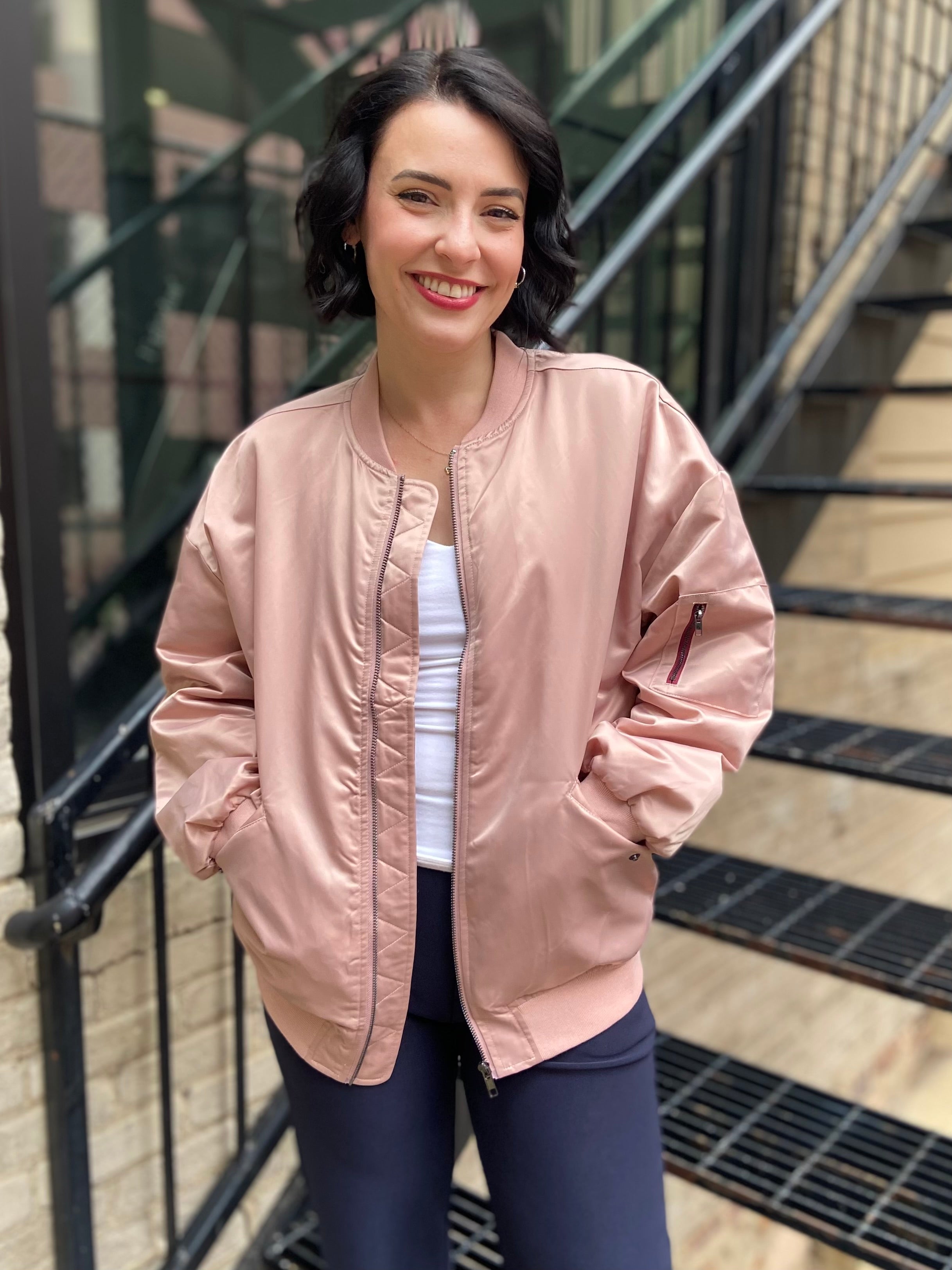 Skylar Rose Satin Bomber Jacket