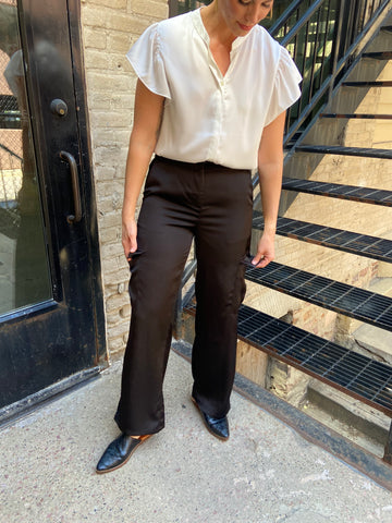 Sorrel Black Satin Cargo Pants