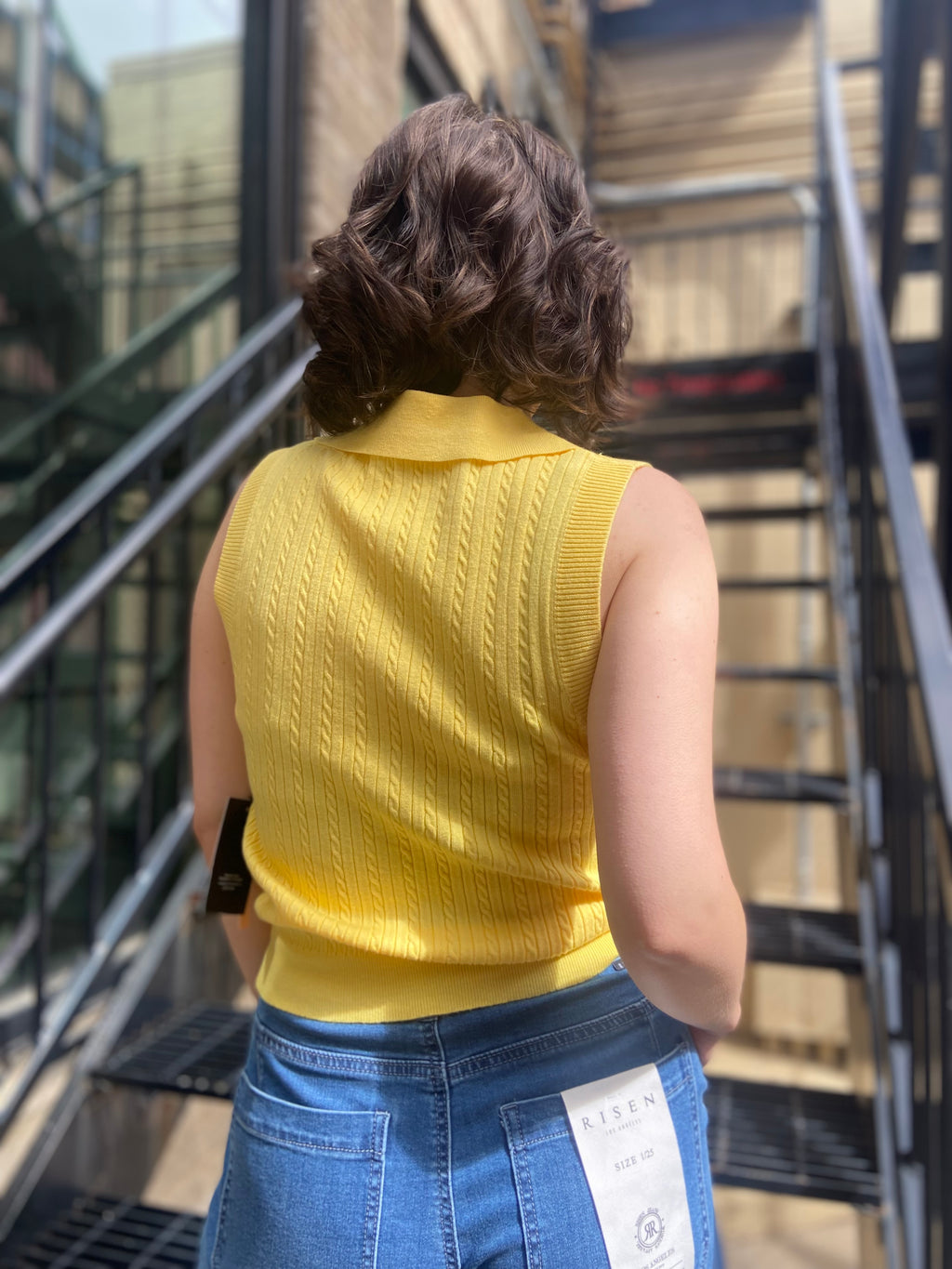 Ally Yellow Sleeveless Sweater Vest - MK Threads Boutique
