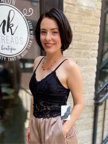 Rue Black Lace Layering Tank Top