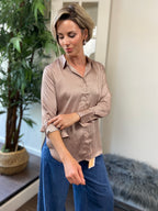 Ansel Light Mocha Pin Stripe Button Up - MK Threads Boutique
