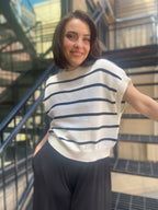 Calla Black & White Sleeveless Sweater Vest - MK Threads Boutique