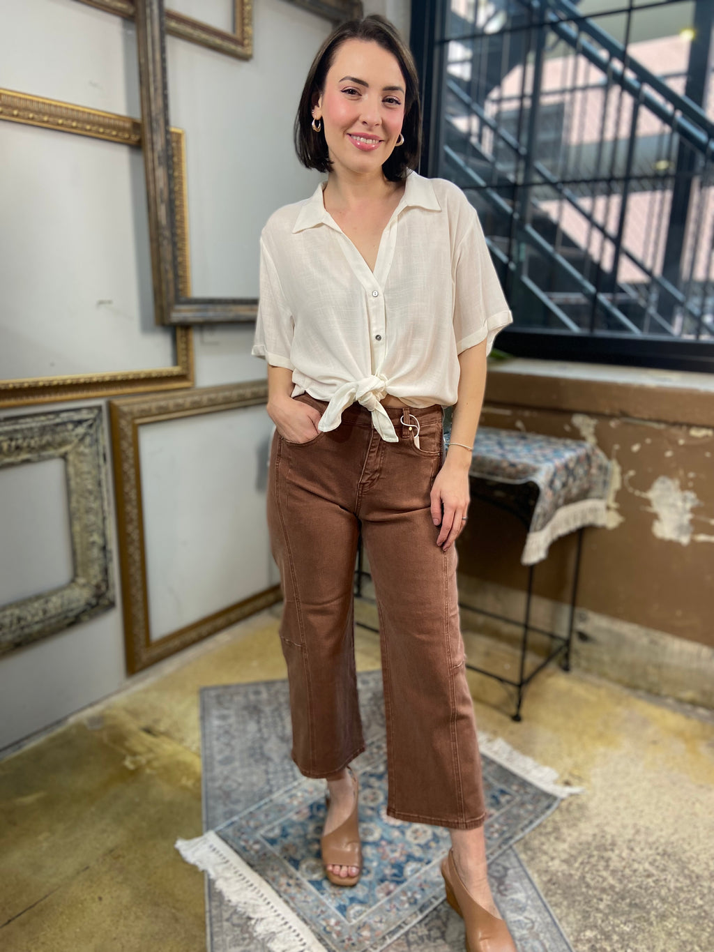 Ellie Brown High Waisted Cropped Risen Jeans - MK Threads Boutique