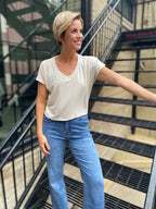 Sally Beige V Neck Sweater Top