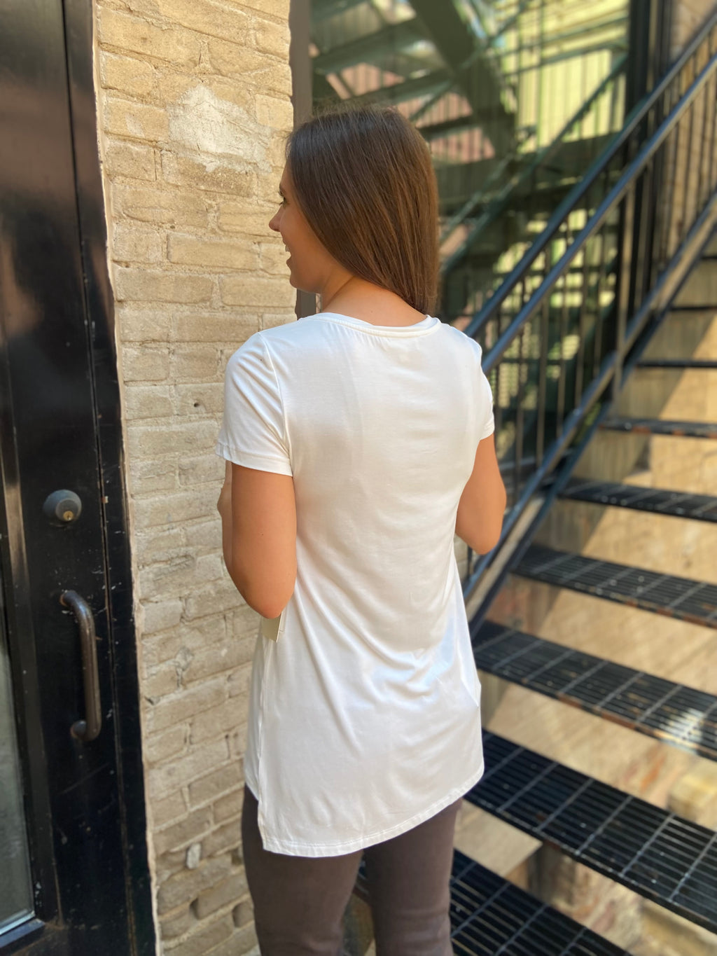 Game Day White And Orange V-Neck Graphic Top