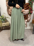 Yana Olive Woven Midi Skirt