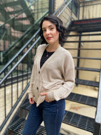 Allisa Beige Button Down Cardigan