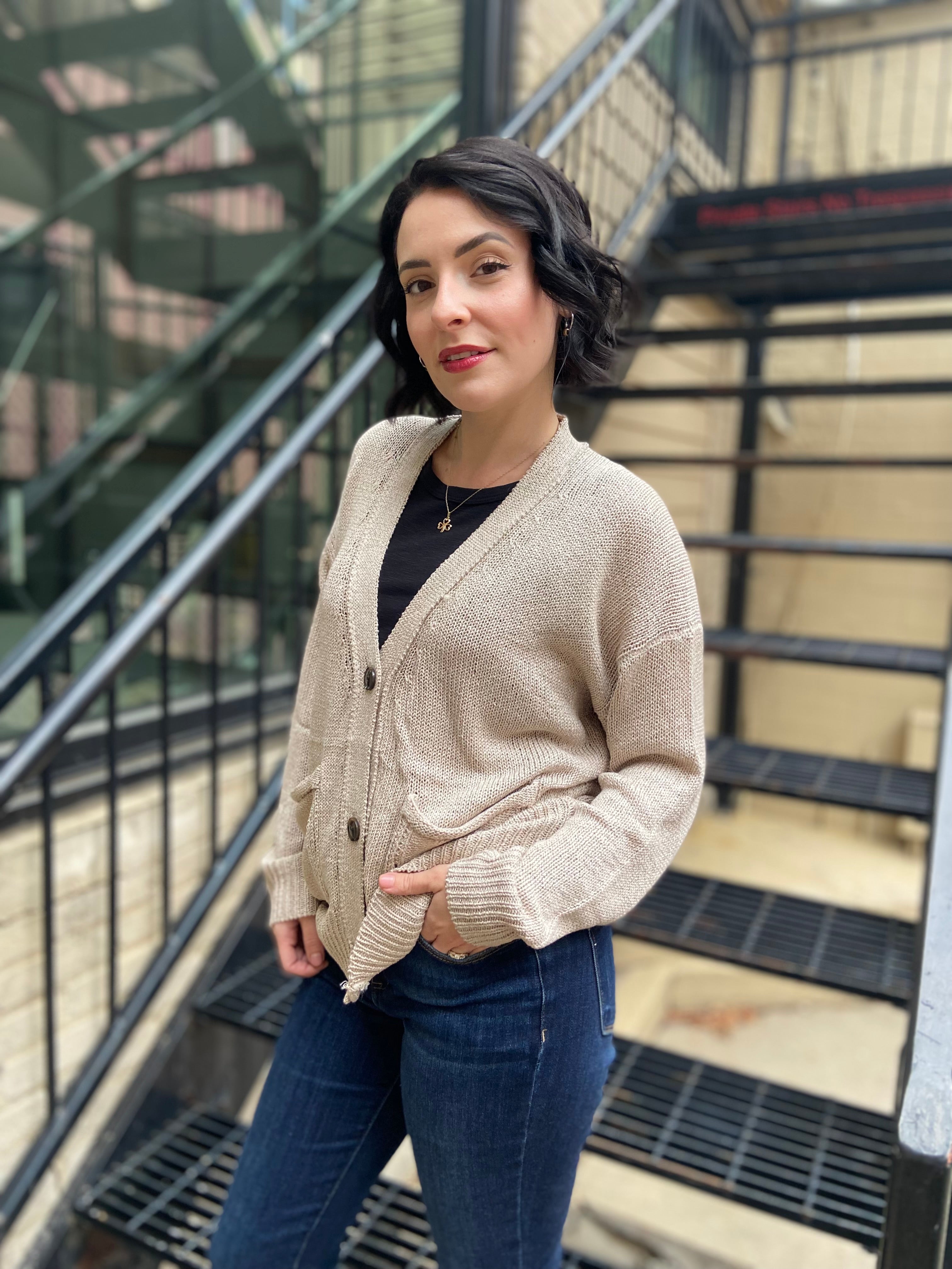 Allisa Beige Button Down Cardigan