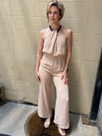 June Beige Halter Neck Jumpsuit - MK Threads Boutique