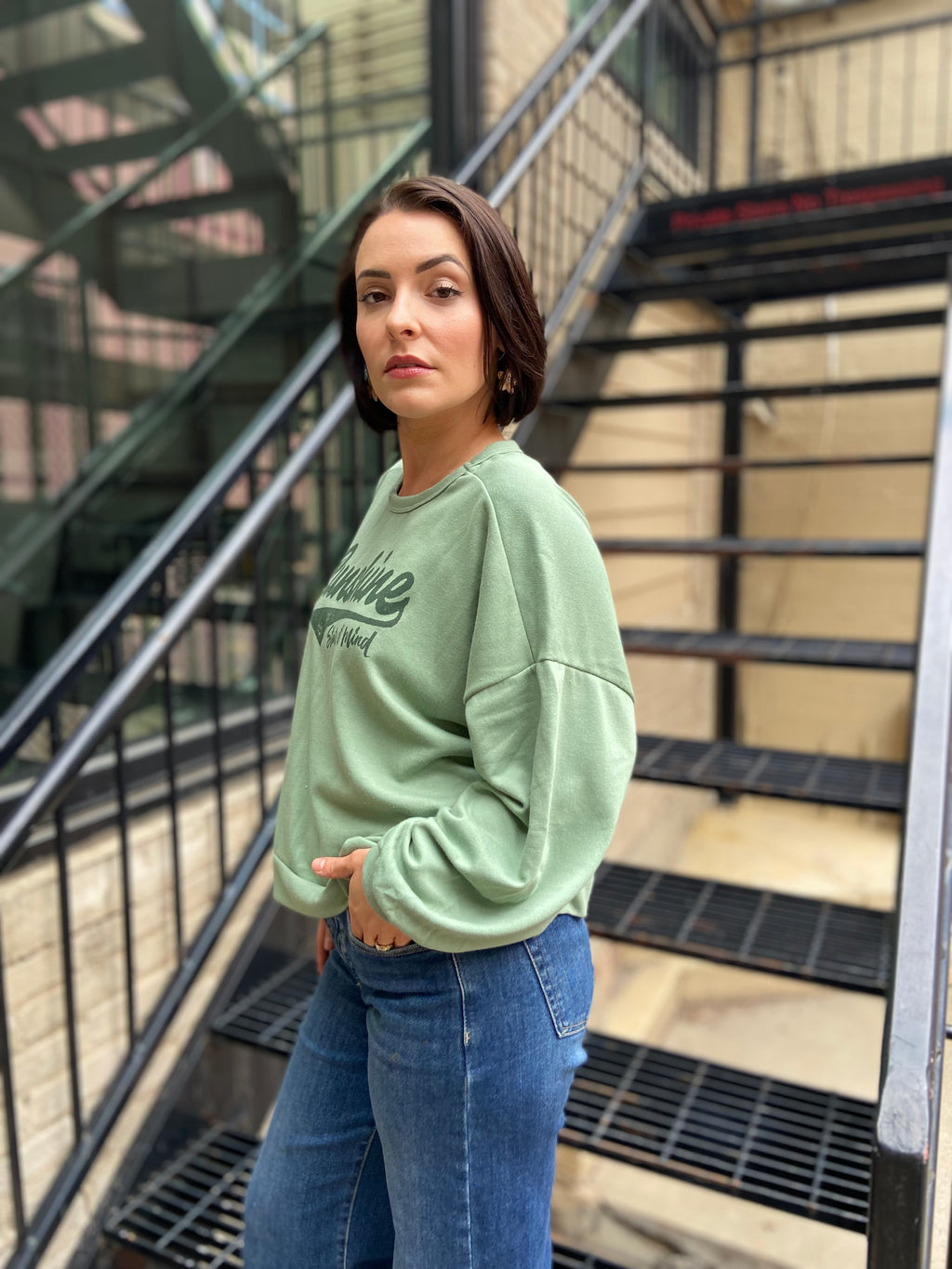 Sunshine State Of Mind Sage Cropped Sweater