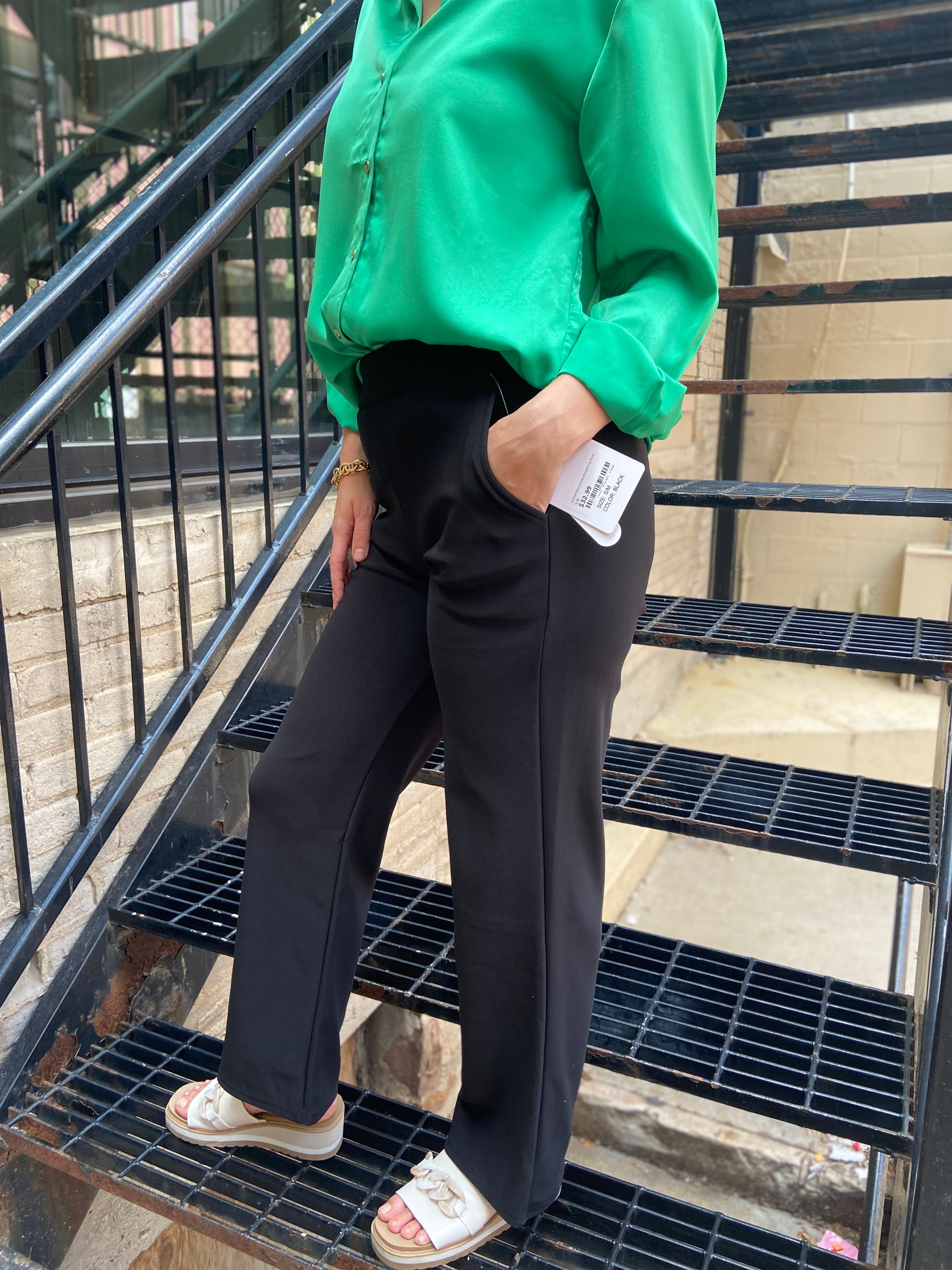 Scarlett Black Scuba Straight Leg Pants