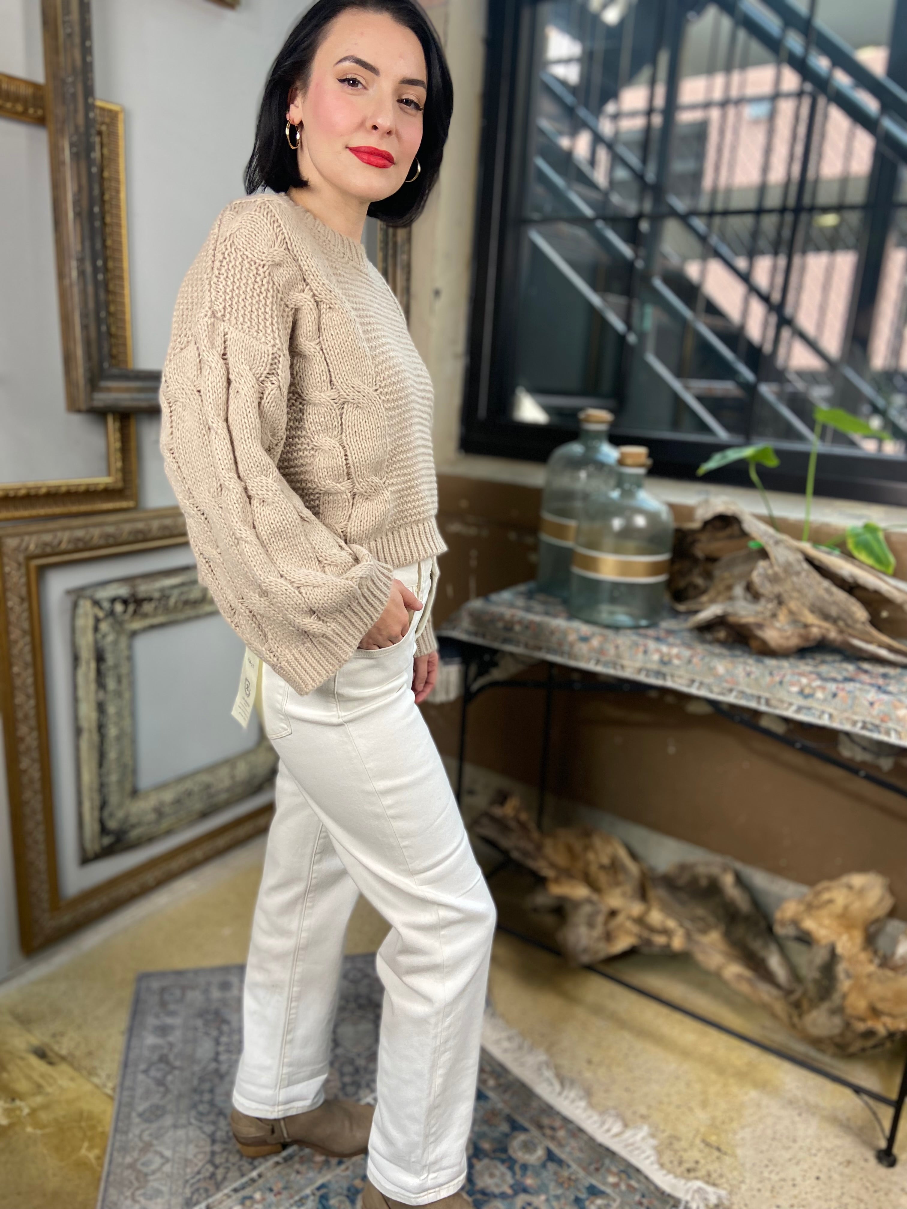 Sally Cream High Rise Boyfriend Risen Jeans