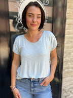 Gia Ivory & Blue Striped T-Shirt