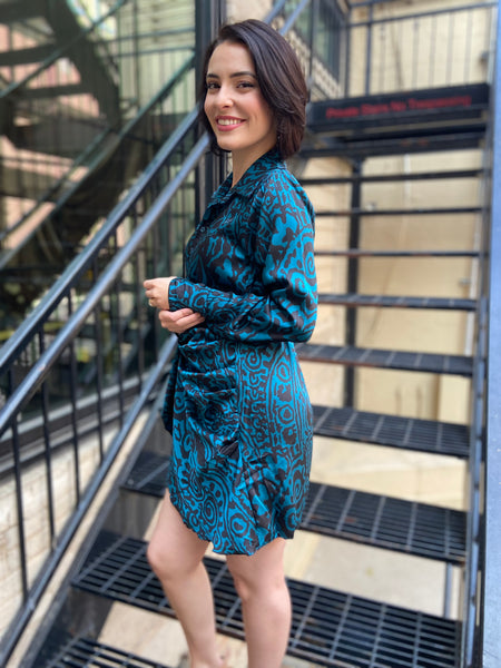 Emory Teal Satin Dress