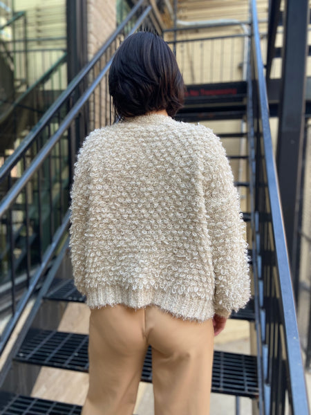 Emryn Beige Shimmer Sherpa Sweater