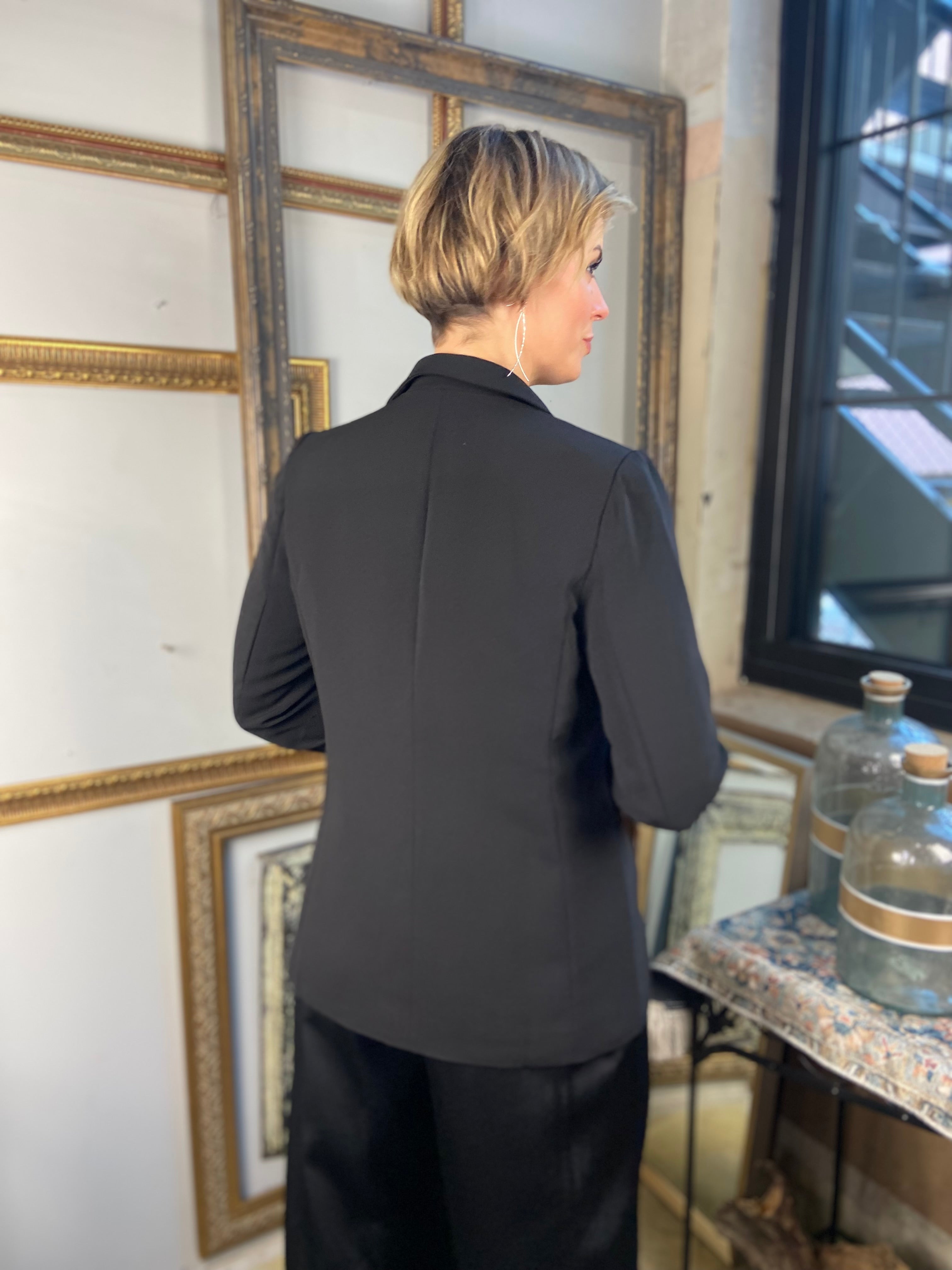 Donna Black Rhinestone Studded Blazer