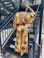 Envy Sage Floral Satin Back Tie Jumpsuit