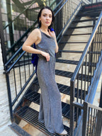 Tiffany Black And Silver Cowl Neck Glitter Jumpsuit