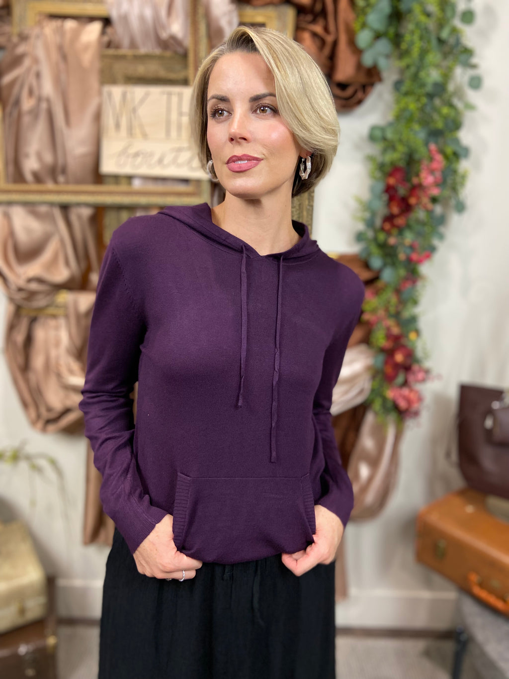 Nancy Dark Purple Hooded Sweater