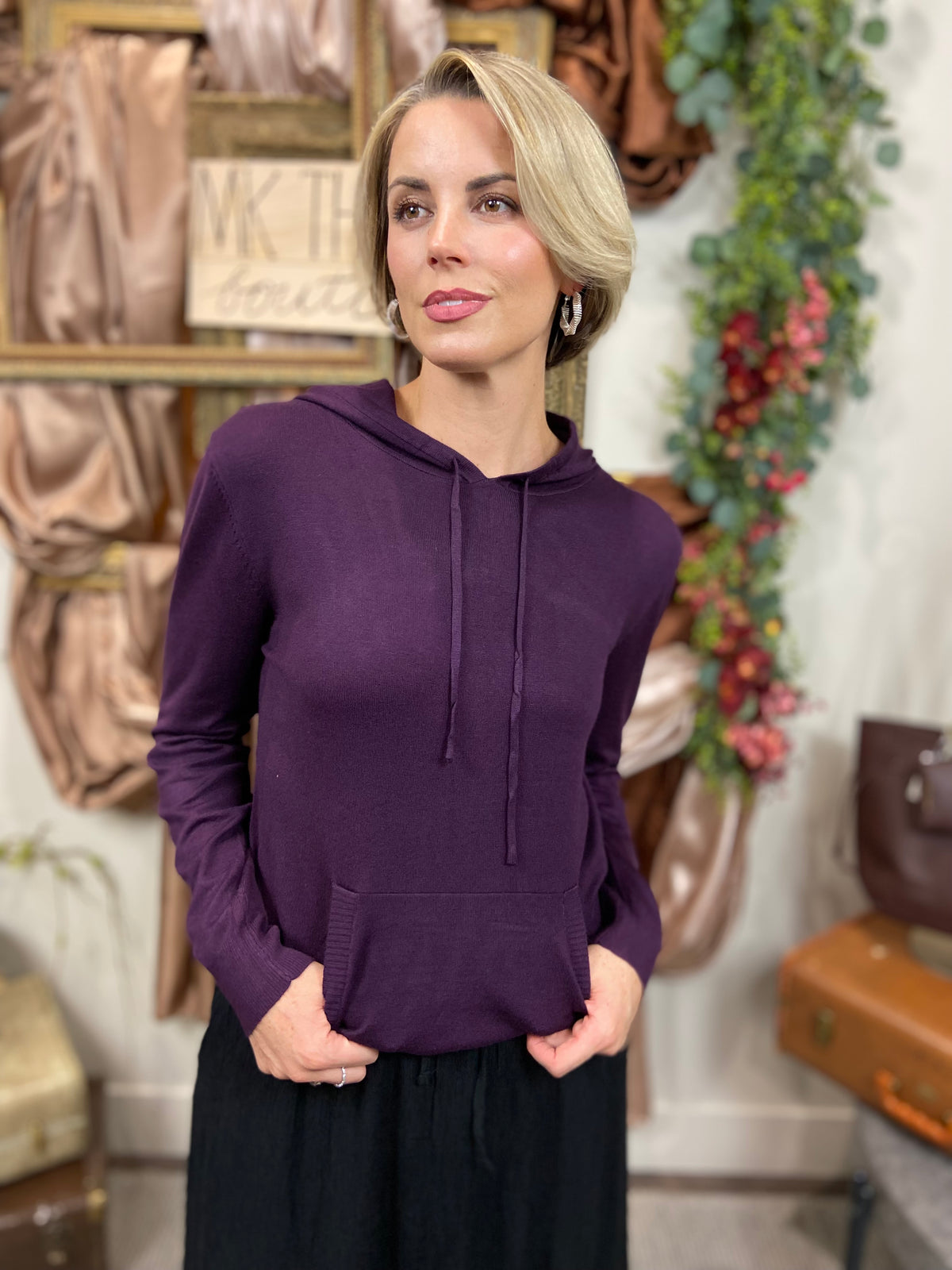 Nancy Dark Purple Hooded Sweater
