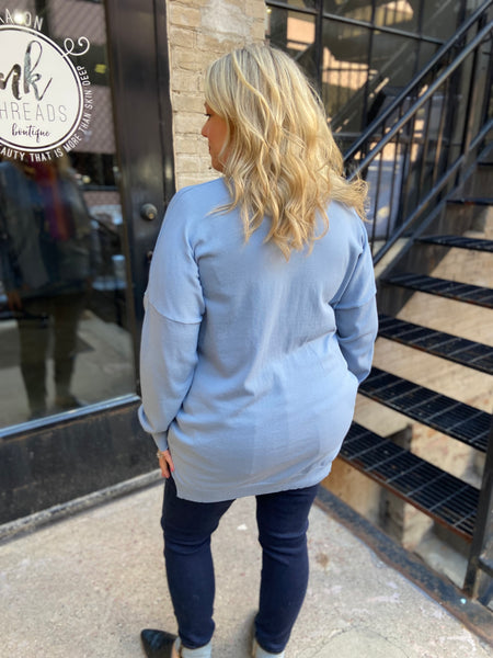 Maeve Misty Blue Plus Size Sweater