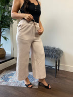 Belen Beige Quilt Textured Wide Leg Pants - MK Threads Boutique