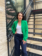 Saffron Green Front Button Blazer