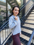 Skye Heather Gray Polo Knit Sweater