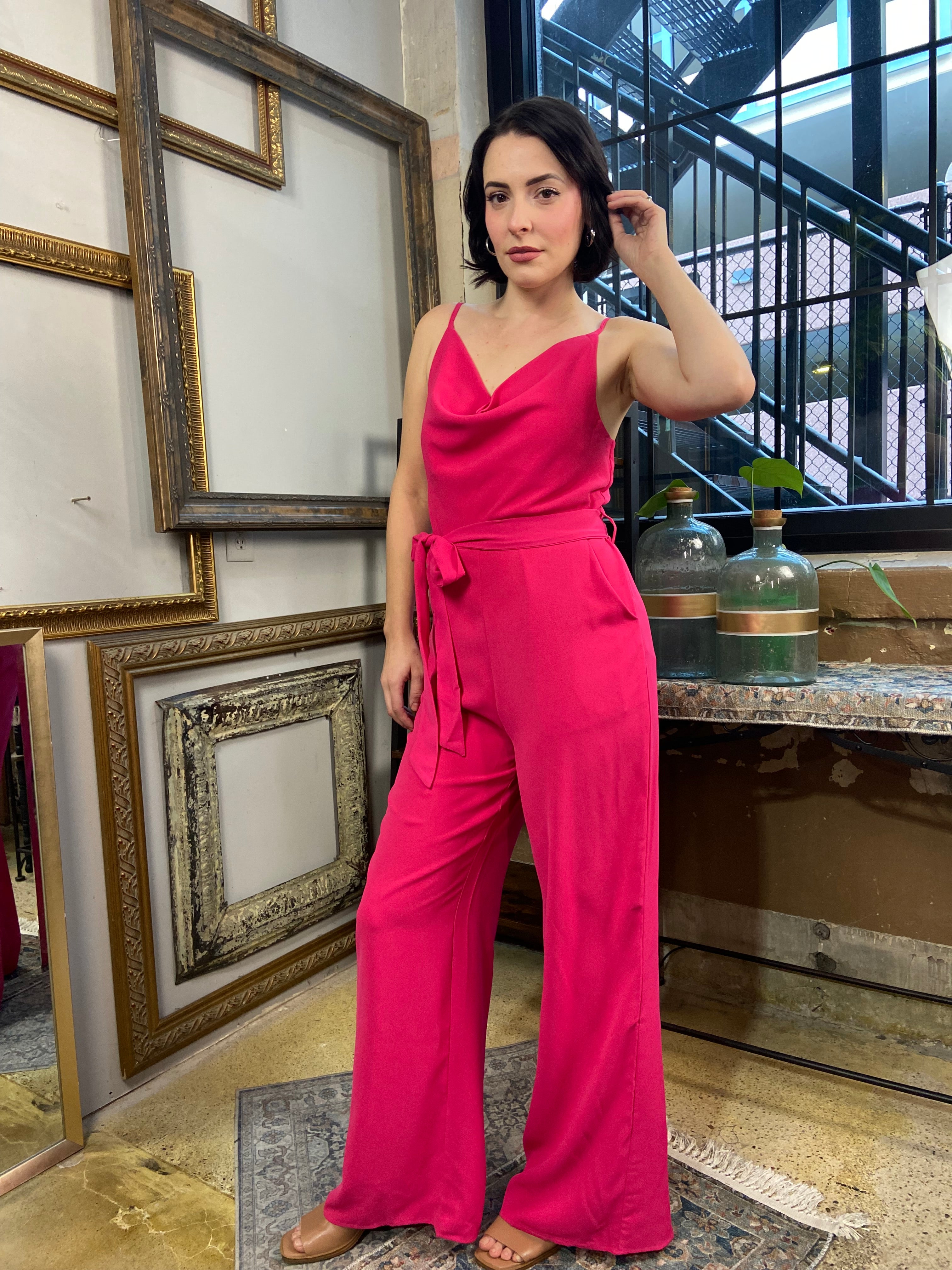 Francine Hot Pink Wide Leg Jumpsuit