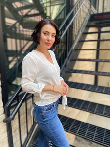 Sierra Ivory V Neck Top