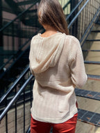 Bianca Beige Crochet Hoodie Sweater Top