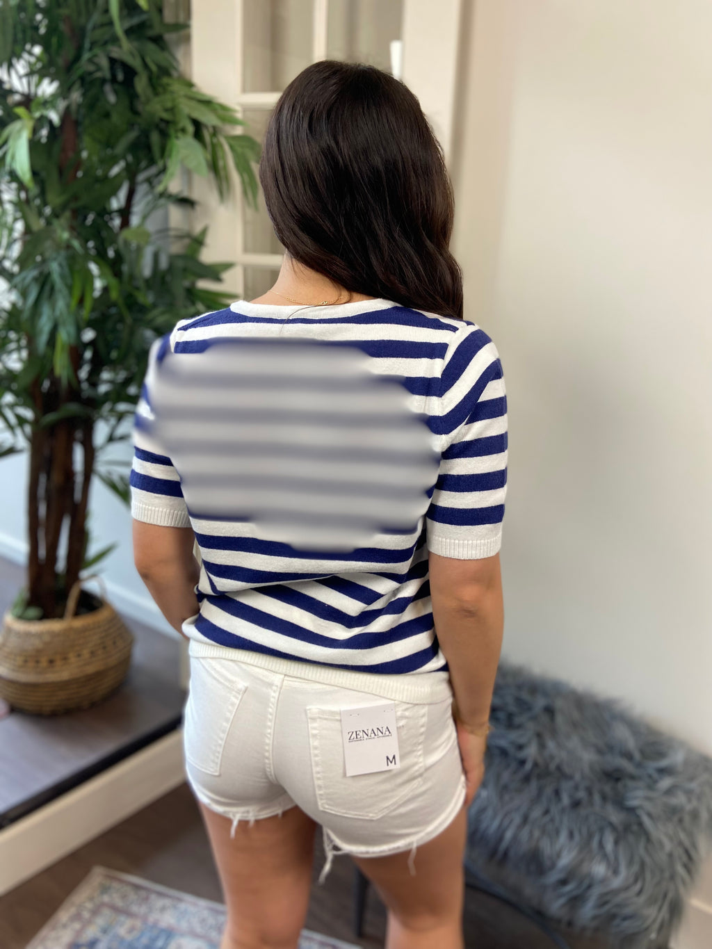 Winslow Navy Blue Striped Collard Shirt - MK Threads Boutique