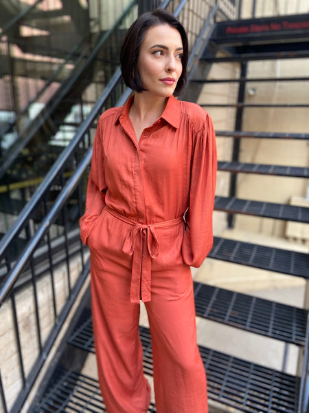 Helvica Rust Belted Jumpsuit