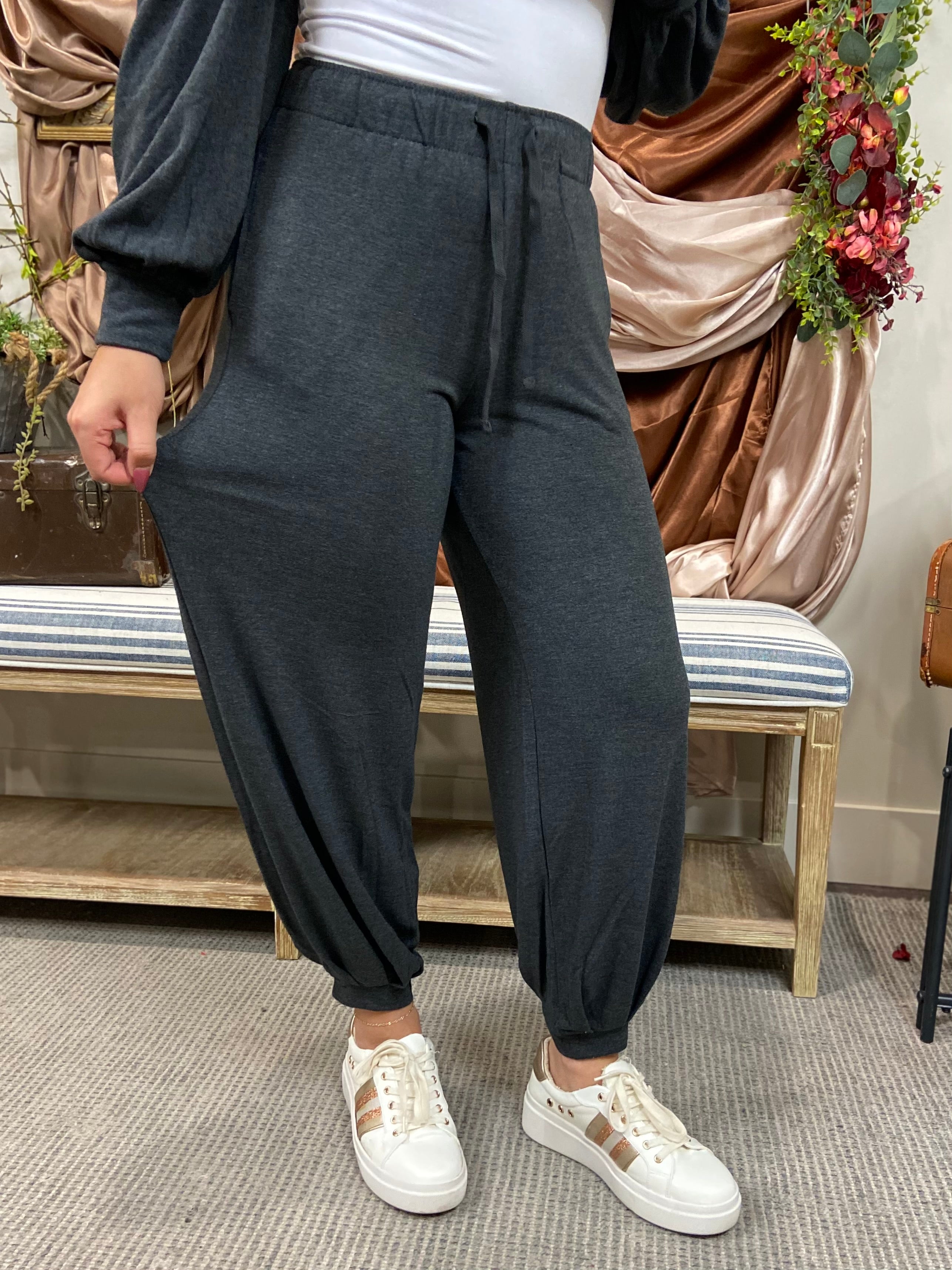 Kayla Charcoal Soft Risen Joggers