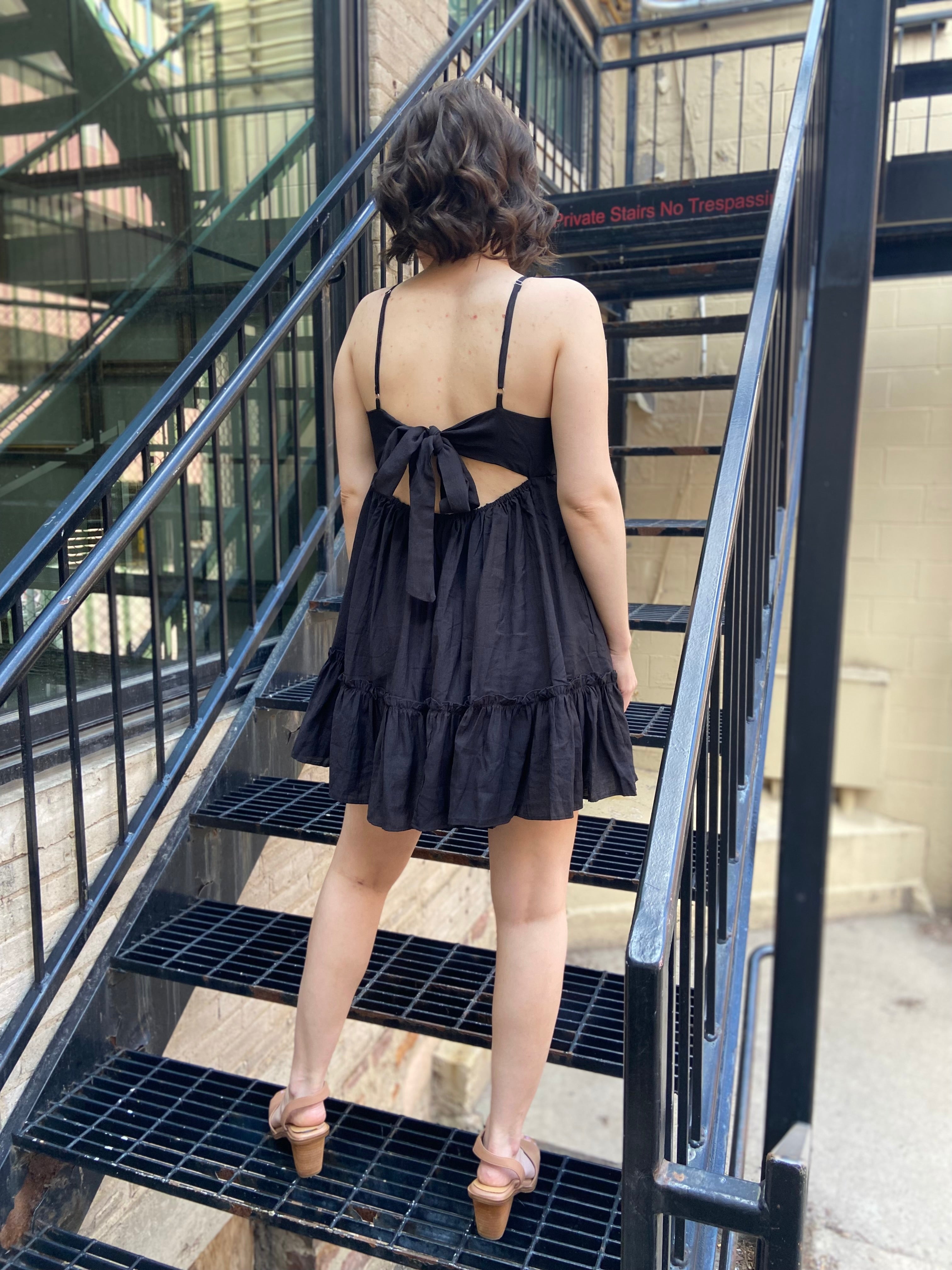 Katie Black Button Down Mini Dress - MK Threads Boutique