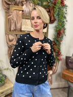 Holly Black Polka Dot Sweater Cardigan