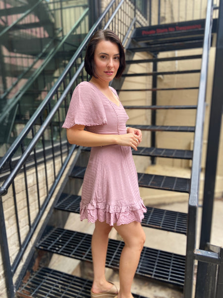 Maya Dusty Pink Detail Mini Dress